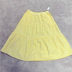 NWT yellow gingham midi skirt old navy brand new